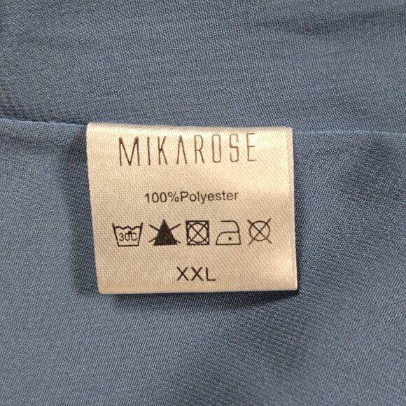 Mikarose Blue Eyelet Hem Short Sleeve Blouse Women’s XXL Modest Feminine Top - Picture 6 of 12